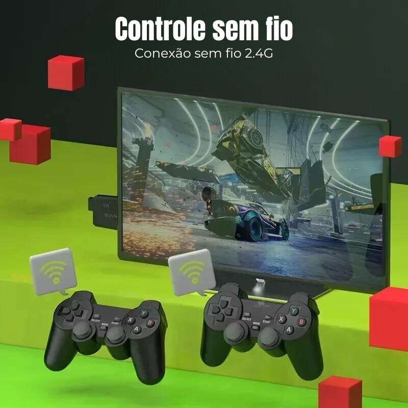 Video-game m8 console 2.4g, controle duplo sem fio, 4k, 10.000 jogos, 64gb