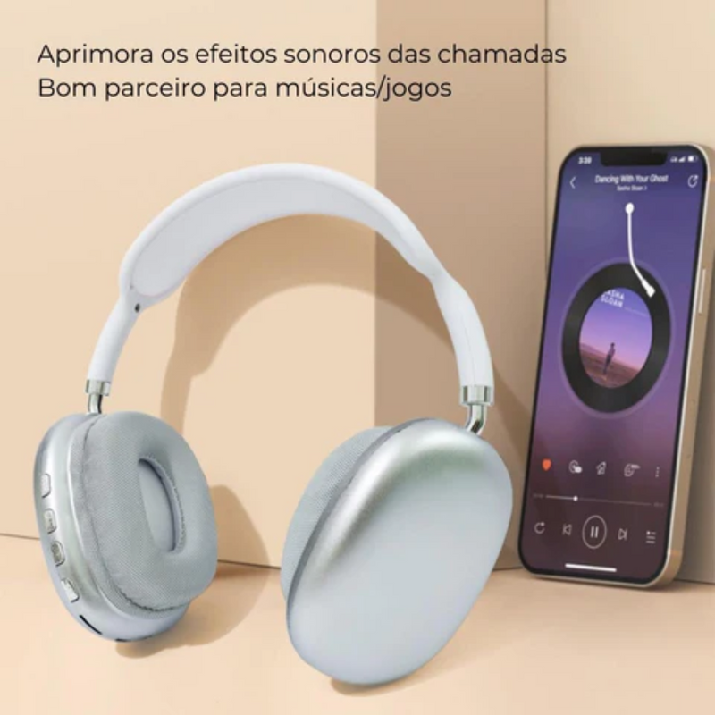 Fone de ouvido Bluetooth Sem Fio Headphone, Recarregável