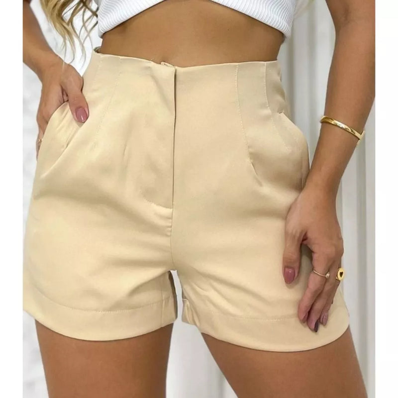 Short cintura alta Feminino Elegante