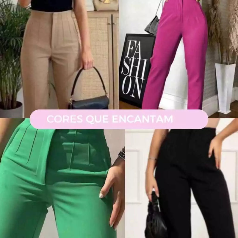 Calça feminina  Cintura Alta Ziper Social Luxo Elegancia